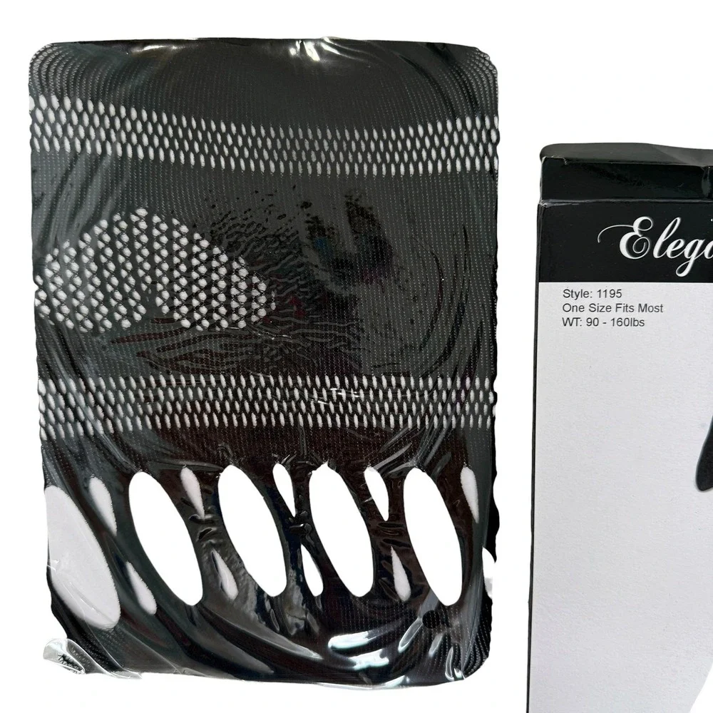 Elegant Moments Black Heart Detail Pantyhose One Size Fishnet Alt Edgy Clubwear‎